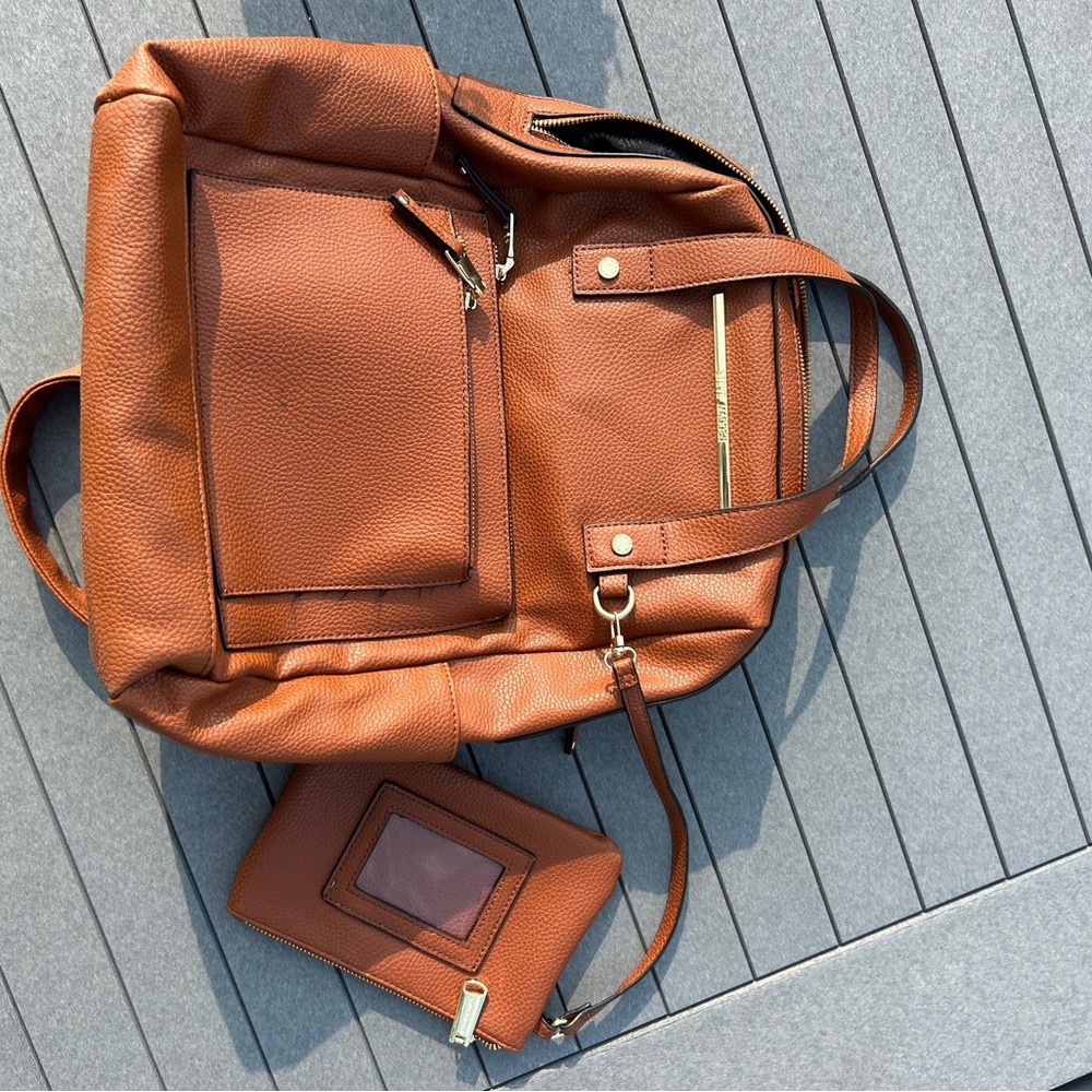 Steve Madden Tan Leather Backpack with Pouch